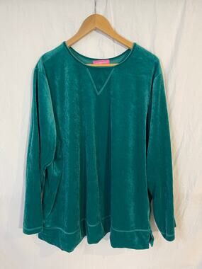 Woman Within 2x dark green velvet top